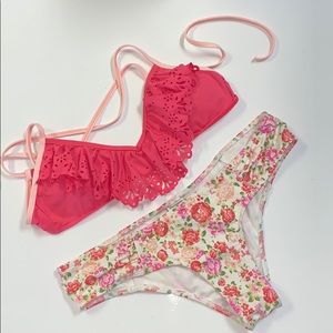 Abercrombie & Fitch Pink Flower Bikini Size Small